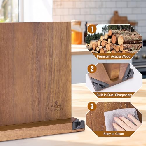 15.2" Extra Large Magnetic Knife Block with Dual Sharpeners