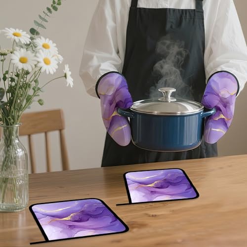 Marble Oven Mitts and Pot Holders Set (4 Count)
