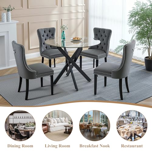 36” Round Glass Dining Table for 4