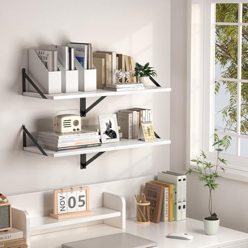 16W x 12D Deep Floating Shelves Set of 2 White