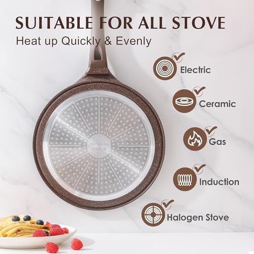 12 Inch Nonstick Crepe Pan Granite Coating Pancake Pan Brown