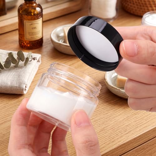 6 Pack 2 oz Plastic Jars Containers with Lids Wide (6 Count)