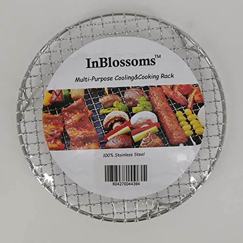 8.3" Round Cooling Rack Baking 304 Stainless Steel Versatile Steaming Grilling Fit Air Fryer