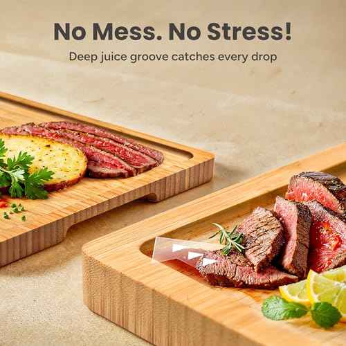 3 Piece Bamboo Cutting Board Set with Stand for Kitchen (4 Count)