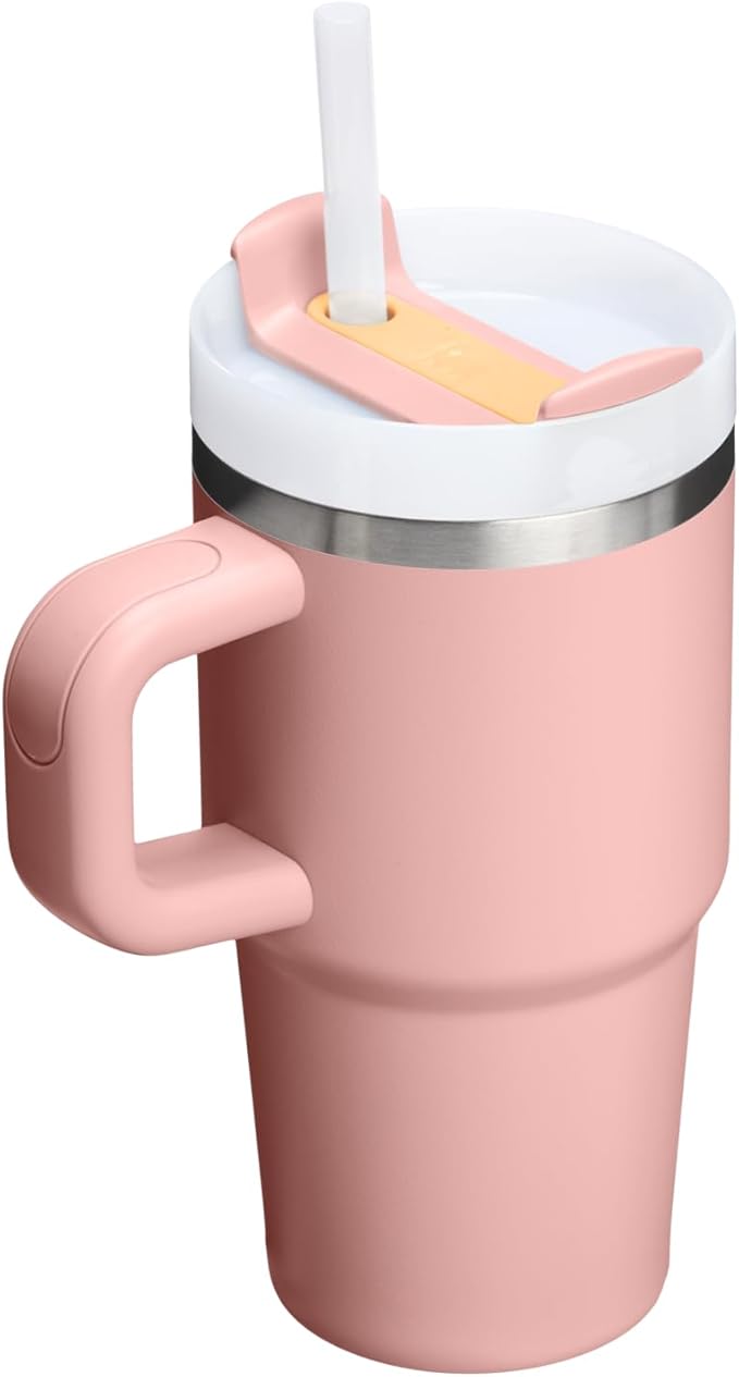 STANLEY Quencher H2.0 Tumbler with Handle and Straw 20 oz | Flowstate 3-Position Lid | Cup Holder Compatible for Travel | Insulated Stainless Steel Cup | BPA-Free | Peach Rose