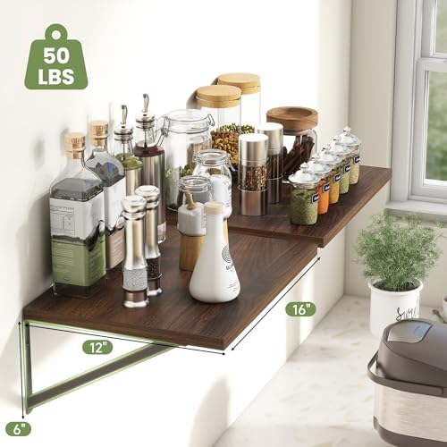 16W x 12D Deep Floating Shelves Set of 4 Natural (4 Count)