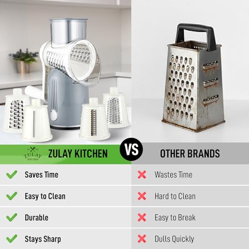 Rotary Cheese Grater Manual Hand Crank 5 Blade Shredder