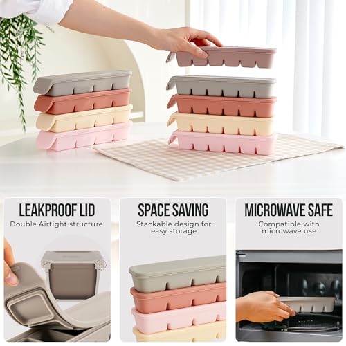 1 oz 6 Sections Silicone Ice Cube Freezer Tray with Lid