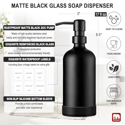 Black Soap Dispenser with Silicone Sleeve Boot (2 Count)