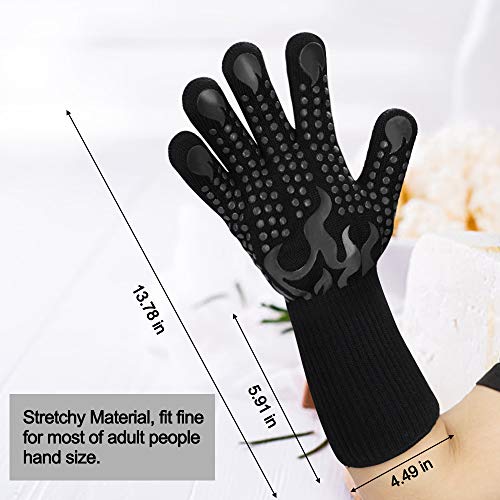 BBQ Gloves 1472 Degree F Heat Resistant Grilling Gloves Silicone Non