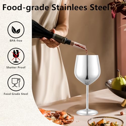 Unbreakable Stainless Steel Wine Glasses Set of 4 (4 Count)