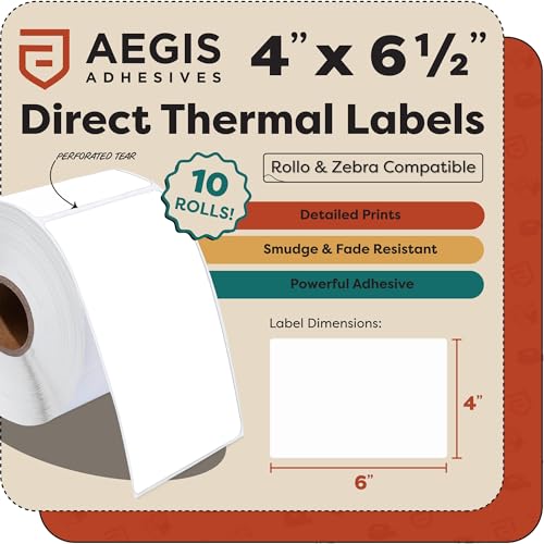 4" X 6.5" Direct Thermal Labels (10 Count)