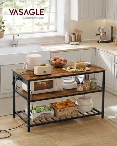 Kitchen Island with 3 Shelves