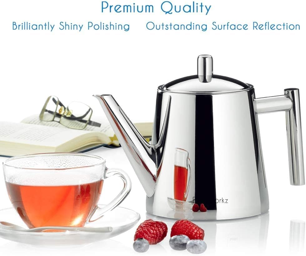 Stainless Steel Teapot with Removeable Infuser 27 oz Stovetop Tea Maker for Fruit Herbal and Infusion Tea