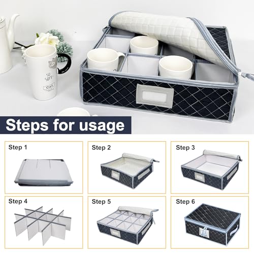 Wine Glass and Mug Storage Box with Dividers (2 Count)