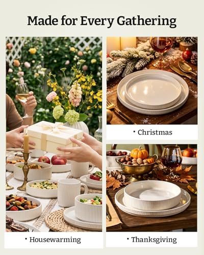 Stoneware Dishes Dinnerware Sets for 6 (18 Count)