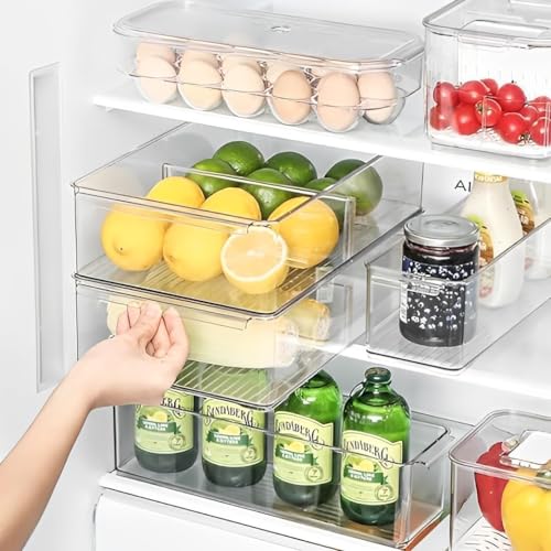 Plastic Pantry Organization and Storage Bins with Removable Dividers (2 Count)