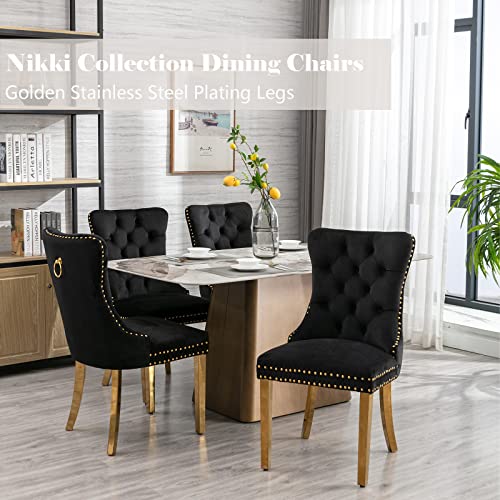 Black and Gold Velvet Dining Chairs Set of 6 (6 Count)