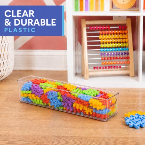 Plastic Food Storage 6 Pack Clear Container Bin with Handles for Organizing Kitchen