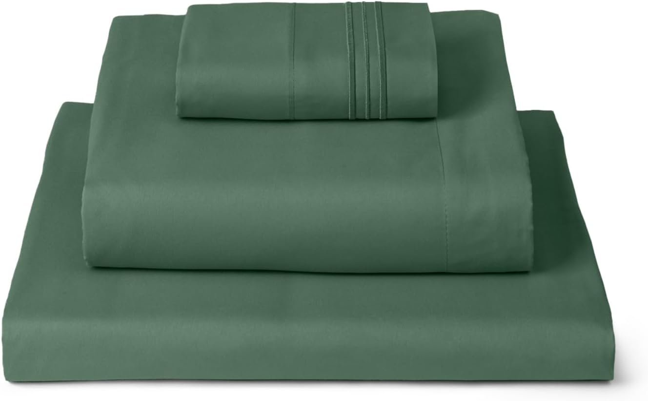 Mellanni Twin XL Sheets Set - 3 PC Iconic Collection Bedding - Hotel Luxury, Extra Soft, Cooling Bed Sheets - Wrinkle, Fade, Stain Resistant (Twin Extra Long, Emerald Green)