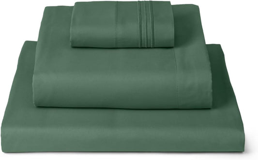 Mellanni Twin XL Sheets Set - 3 PC Iconic Collection Bedding - Hotel Luxury, Extra Soft, Cooling Bed Sheets - Wrinkle, Fade, Stain Resistant (Twin Extra Long, Emerald Green)