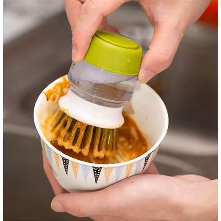 Soap Dispenser Palm Dish Brush with Storage Bracket