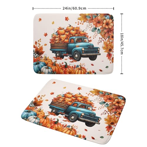 Fall Drying Mats for Kitchen Counter 18×24 Inch Autumn Truck Large Absorbent Microfiber Drying Pad Home Season Accessories
