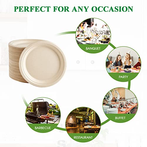 150 Pack Paper Plates 9 inch 100% Compostable (150 Count)