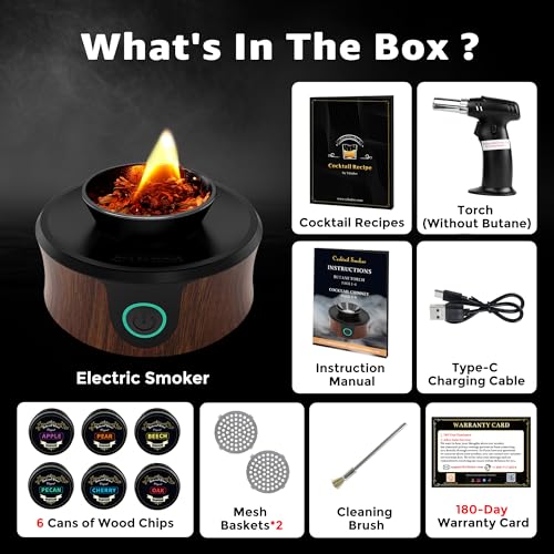 Electric Whiskey & Cocktail Smoker Kit with Torch