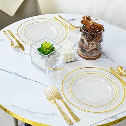 60 Pcs Clear Gold Plastic Plates (30 Count)