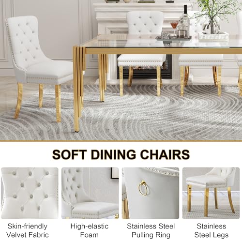 78'' Modern Glass Dining Table for 6