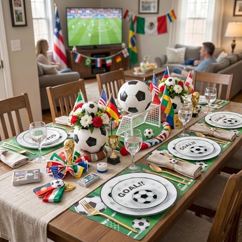 20 White Plastic Soccer Plates