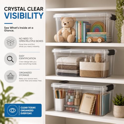 13.7 Quart Clear Plastic Storage Bin with Lid (3 Count)