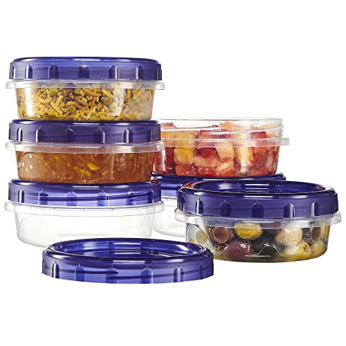12 Pack Twist Cap Food Storage Containers with Blue Screw on Lid