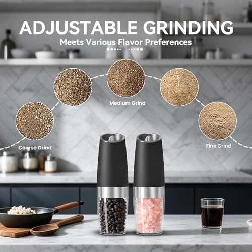 Battery Operated Gravity Salt And Pepper Grinder Set (2 Count)