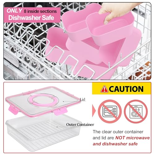 2Pcs Snackle Box Snack Containers with Lid Divided Serving Tray with Handle (2 Count)
