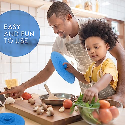 Silicone Bowl Lids Blue Set of 5 Reusable Suction Seal Covers for Bowls (5 Count)