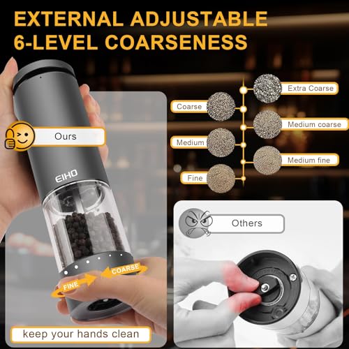 Electric Salt and Pepper Grinder Set USB Rechargeable (2 Count)