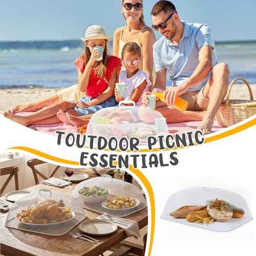 4 Pcs Metal Mesh Screen Food Cover for Outdoors Set Large 18.5 Inch Mesh Food Tents for Picnic Indoor Plate (4 Count)