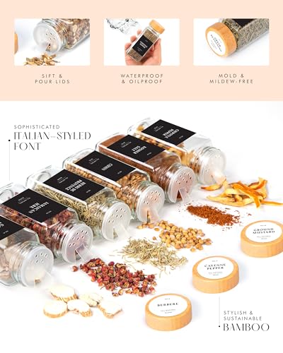 Thick, Empty, Square Glass Spice Jars With Bamboo Lids, 4oz 24 Pack (4 Count)