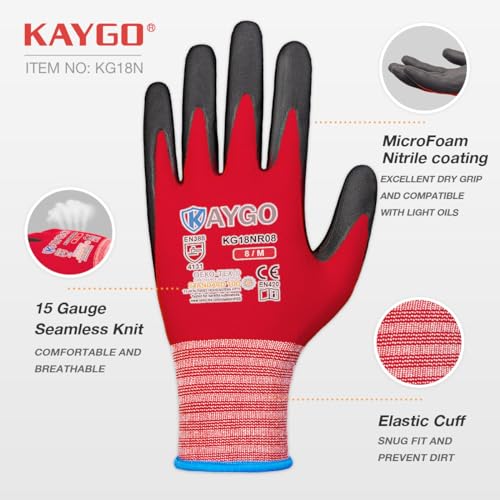 Safety Work Gloves MicroFoam Nitrile Coated (12 Count)