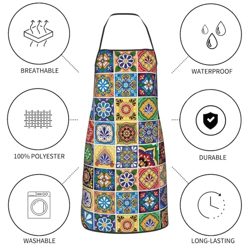 Mexican Talavera Tile Waterproof Kitchen Aprons