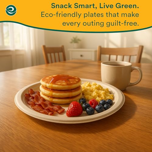 9 Inch Disposable Bagasse Paper Plates (200 Count)