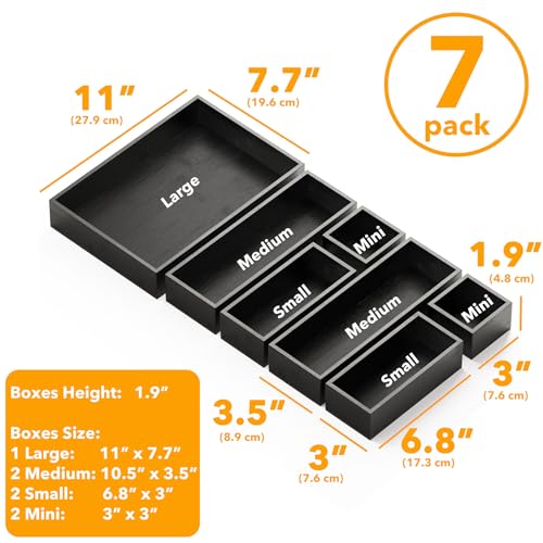 7 Piece Bamboo Drawer Organizer Storage Boxes Set