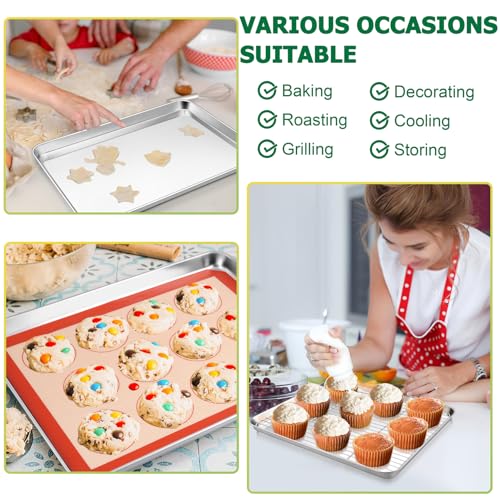 Stainless Steel Baking Sheet Pan with Rack & Mat (9 Count)