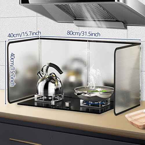 4 Sided Grease Splatter Guard Foldable Splatter Guard for Stove Stainless Steel Oil Splatter Screens Backsplash for Wall Gas Range Frying Pan Camping
