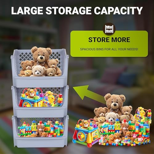 XLarge Stackable Storage Bins Open Front for Pantry (6 Count)