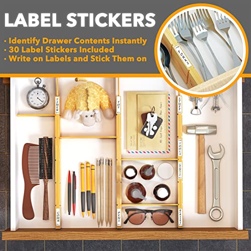 Bamboo Drawer Dividers with Inserts and Labels