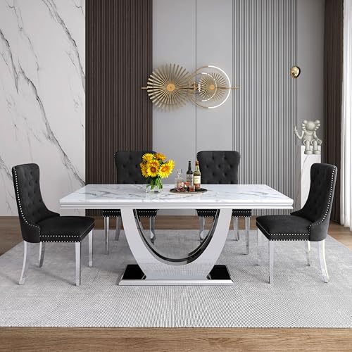 Marble Dining Table Set for 6 (7 Count)