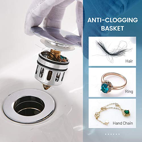 Bathroom Sink Drain with Detachable Hair Catcher Basket (2 Count)